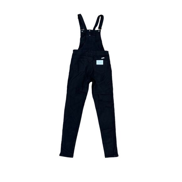 Kancan Skinny Button Front Overalls Denim Stretch 90s Black Women Small NWT - Picture 3 of 6